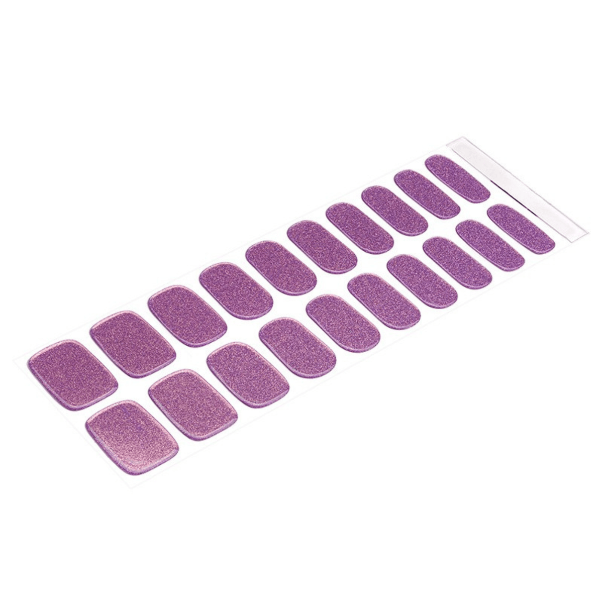 Purple holographic gel nail wrap sheet showing metallic shimmer finish for at-home manicure