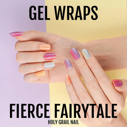 Gel nail wraps pink purple coral ombre gradient hands fairytale sunset colours