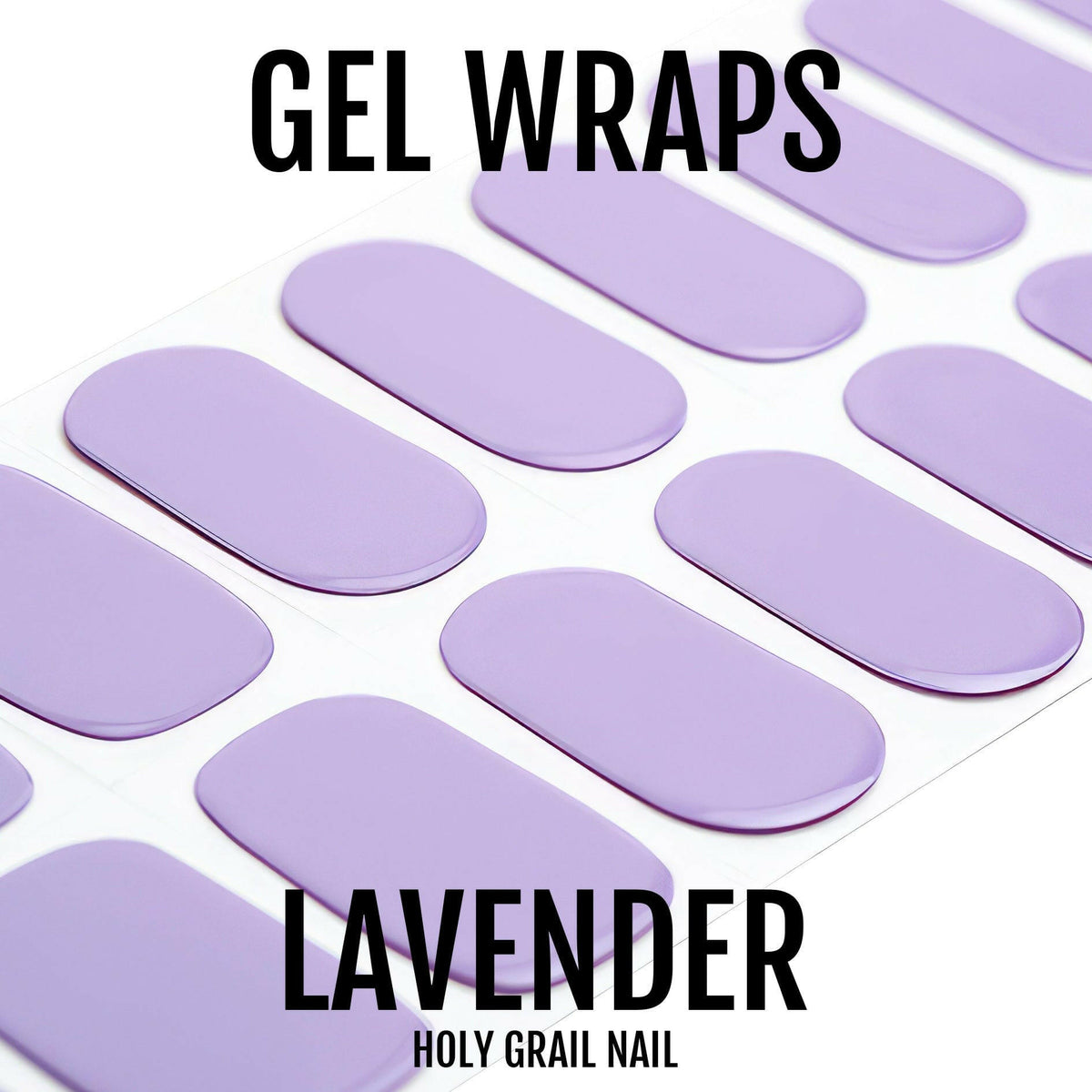 Lavender purple gel nail wraps showing solid colour finish for DIY nail art
