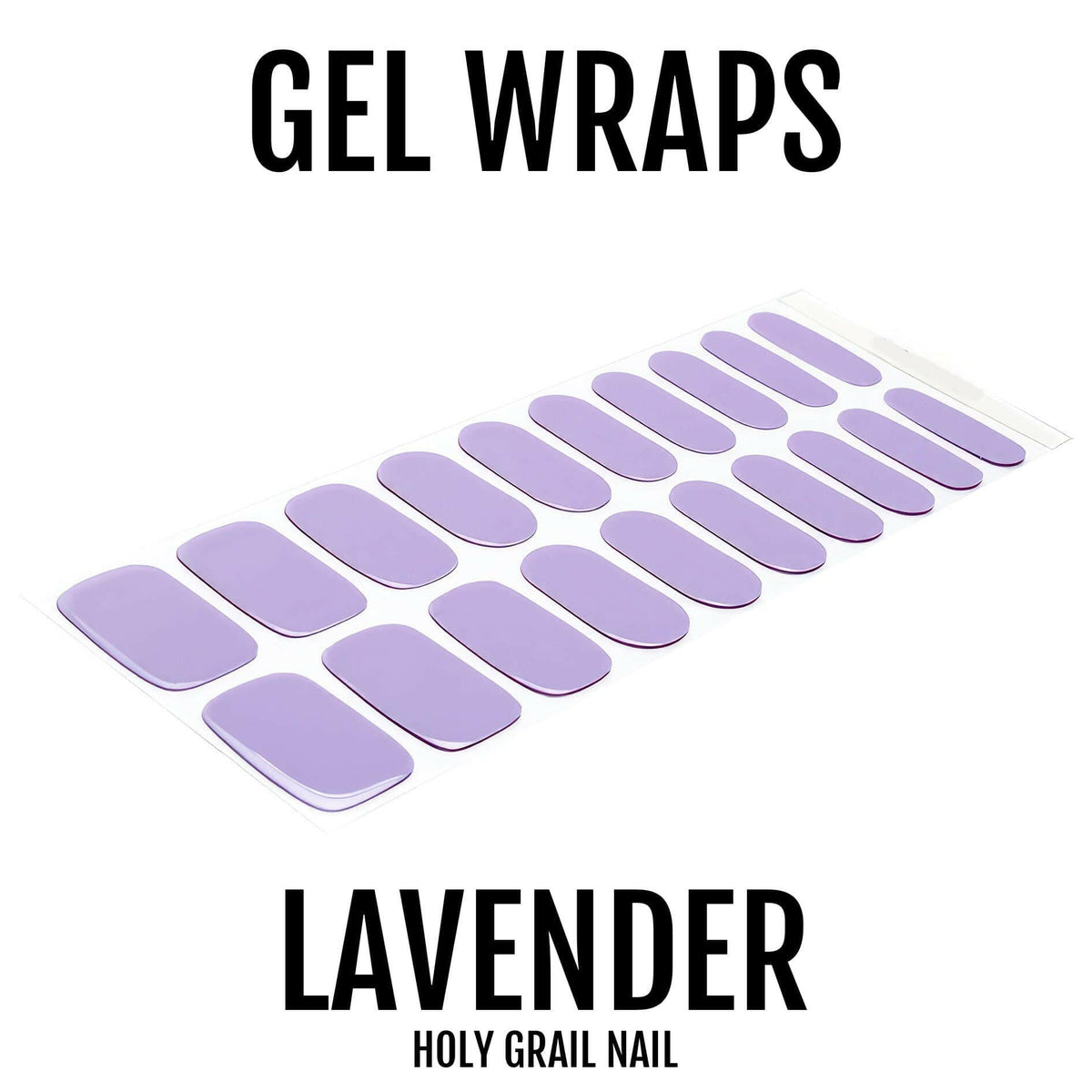 Complete set of lavender purple gel nail wraps for salon-quality at-home manicure
