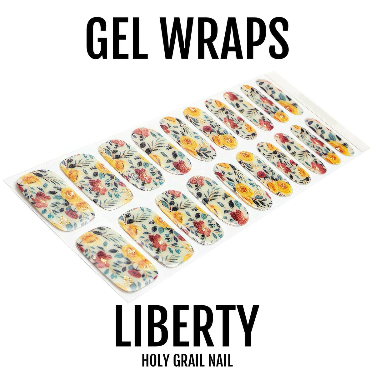 Floral gel nail wraps with vintage botanical pattern in cream, sage green and dusty rose