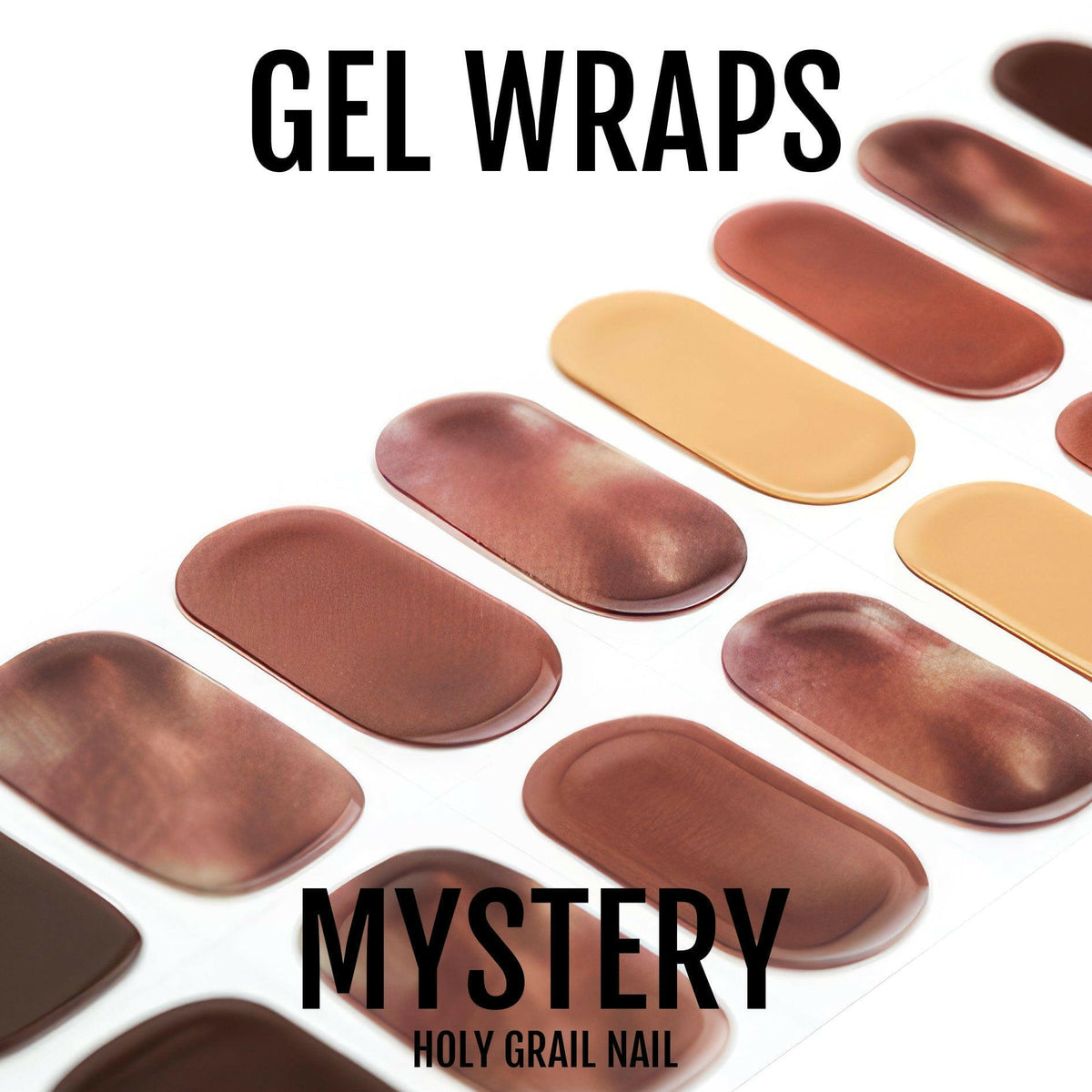 Brown tortoiseshell gel nail wraps in warm autumn tones for at-home manicure