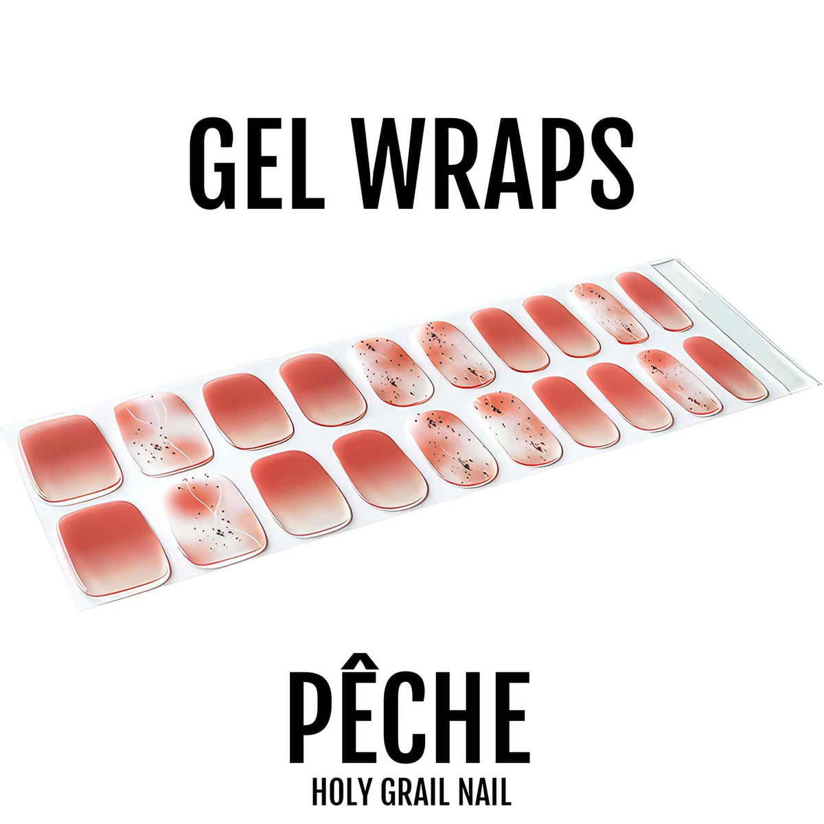 Coral gradient gel nail wraps in peachy pink ombre design