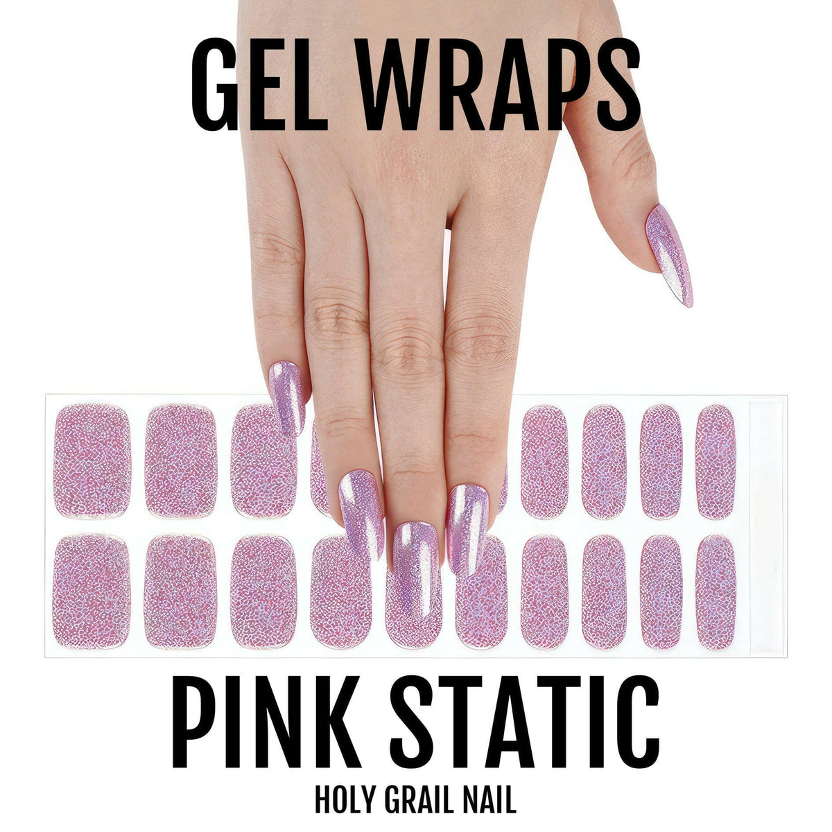 Holy Grail Nail Semi-Cured Gels Pink Static - Gels, Pink Glitz Gels, Holy Gels, Violet Glitter Gel, Hello Nails