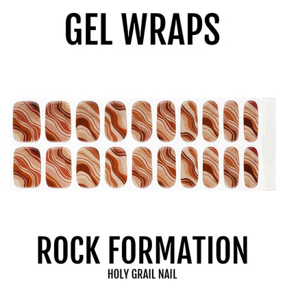 Orange rust marble gel nail wraps displaying natural stone swirl patterns