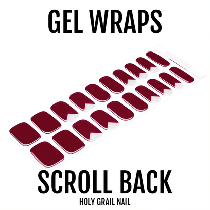 Deep burgundy gel nail wraps in glossy finish for elegant at-home manicure