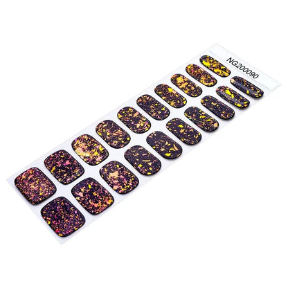 Dark holographic glitter gel nail wraps with rainbow sparkles and metallic finish