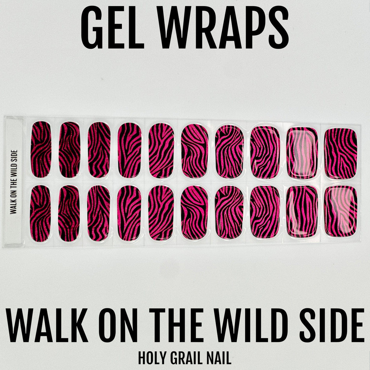 Complete gel wraps sheet with burgundy zebra stripe nail art designs