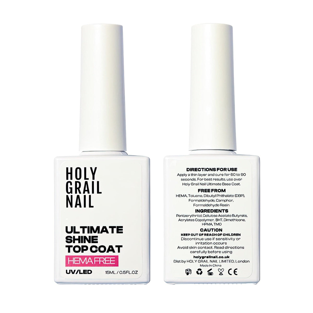 Ultimate shine top coat gel polish bottles for nail wraps and manicure finishing